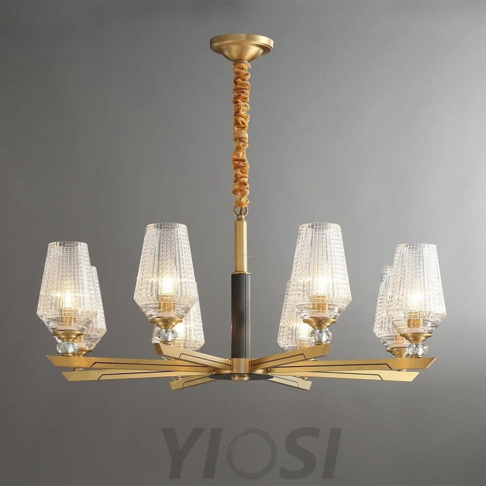 Orrefors Brass Chandelier Φ 25.2″ - Lucency-1-Yiosilamp
