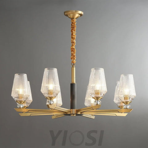 Orrefors Brass Chandelier Φ 25.2″ - Lucency-1-Yiosilamp