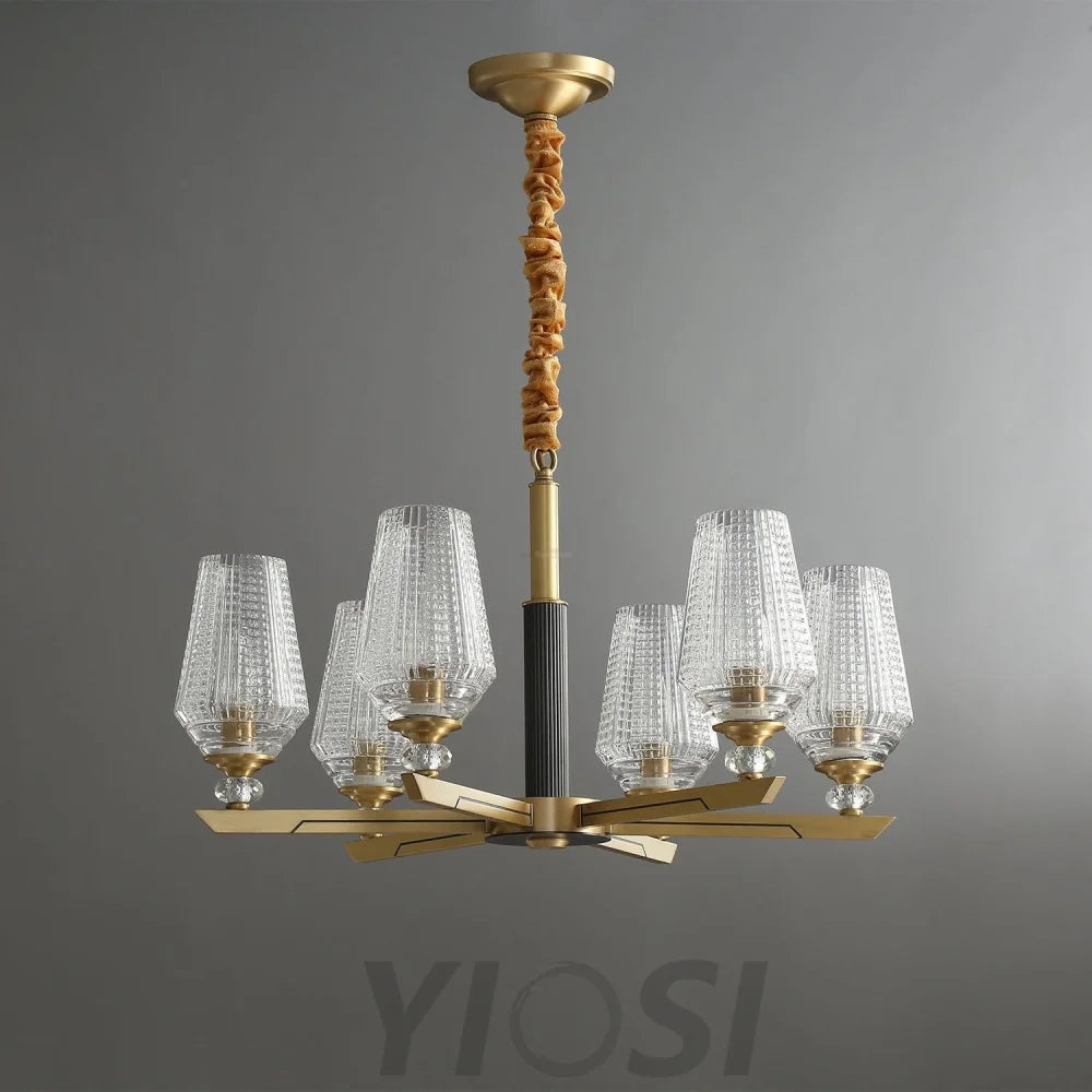 Orrefors Brass Chandelier Φ 25.2″ - Lucency-1-Yiosilamp