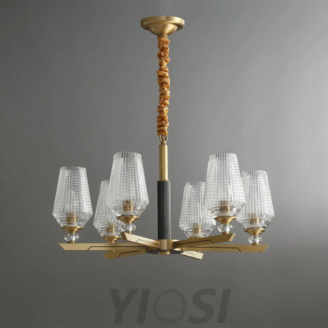 Orrefors Brass Chandelier Φ 25.2″ - Lucency-1-Yiosilamp