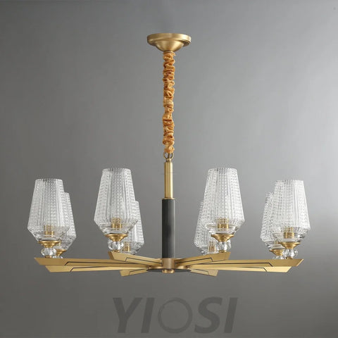 Orrefors Brass Chandelier Φ 25.2″ - Lucency-1-Yiosilamp