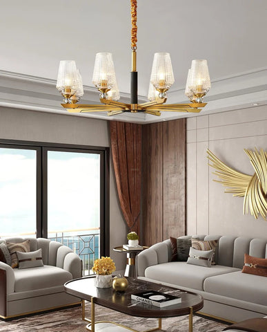 Orrefors Brass Chandelier Φ 25.2″ - Lucency-1-Yiosilamp