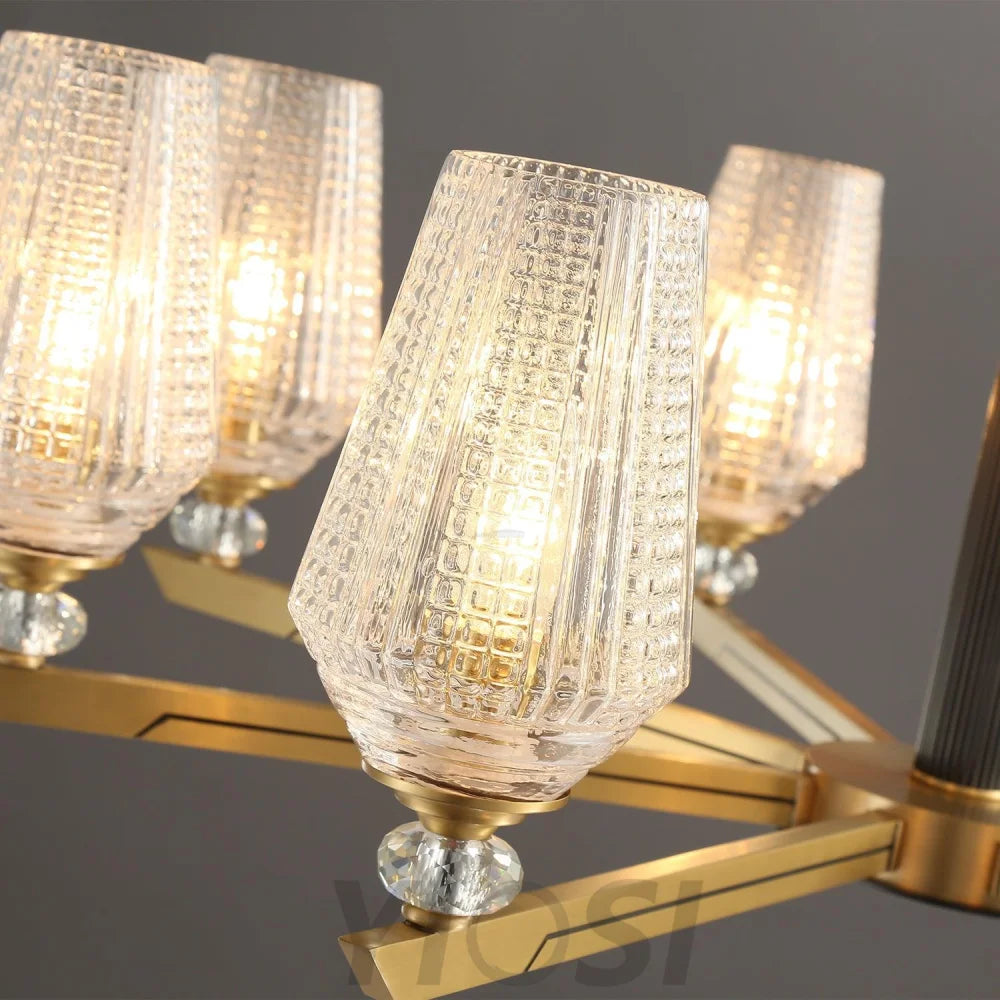 Orrefors Brass Chandelier Φ 25.2″ - Lucency-1-Yiosilamp