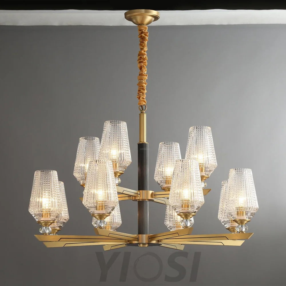 Orrefors Brass Chandelier Φ 25.2″ - Lucency-1-Yiosilamp
