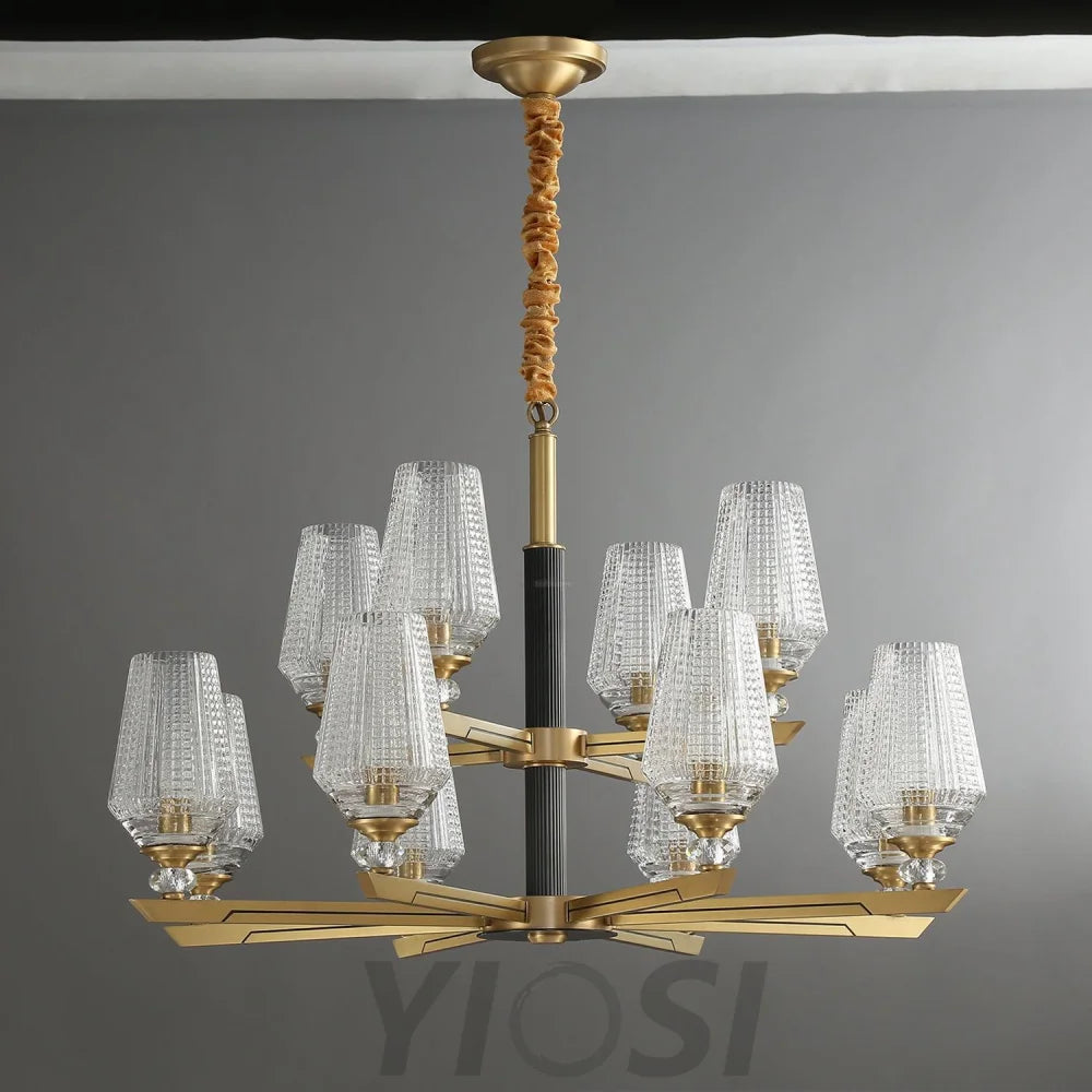 Orrefors Brass Chandelier Φ 25.2″ - Lucency-1-Yiosilamp