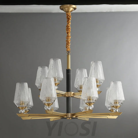 Orrefors Brass Chandelier Φ 25.2″ - Lucency-1-Yiosilamp
