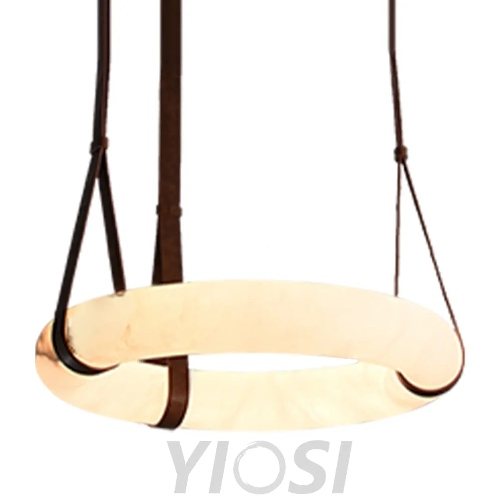 Oslo L1P Alabaster Halo Ring Pendant Chandelier