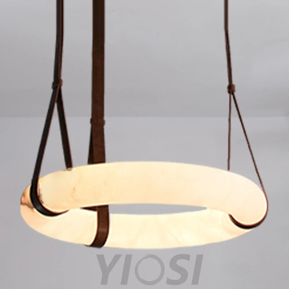 Oslo L1P Alabaster Halo Ring Pendant Chandelier