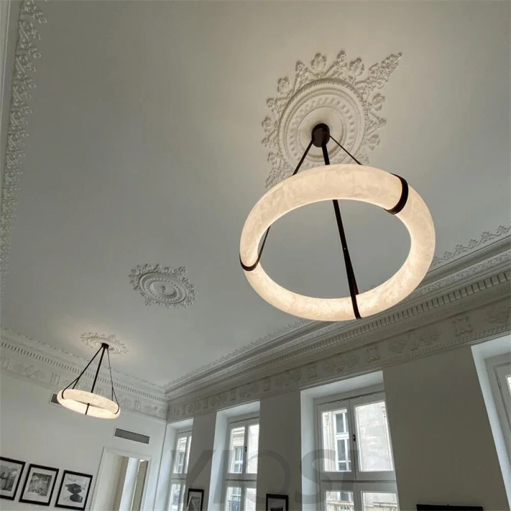 Oslo L1P Alabaster Halo Ring Pendant Chandelier