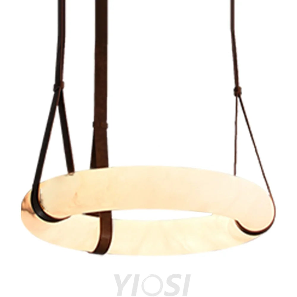 Oslo L1P Alabaster Halo Ring Pendant Chandelier