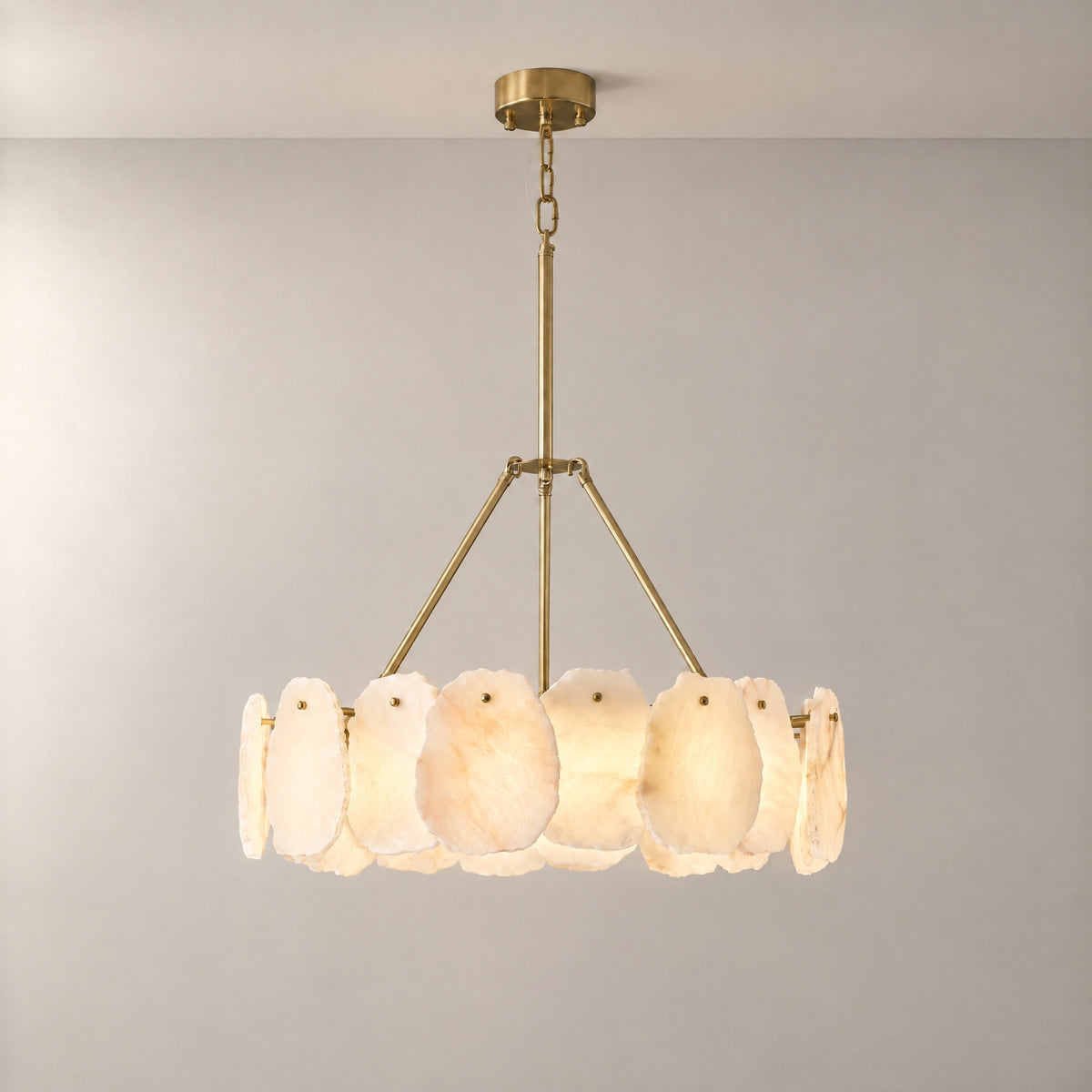 24" Alabaster Round Chandelier