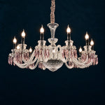 Ostella Pink Coiled Crystal 12-Light Chandelier 47.2" on a deep teal-blue wall