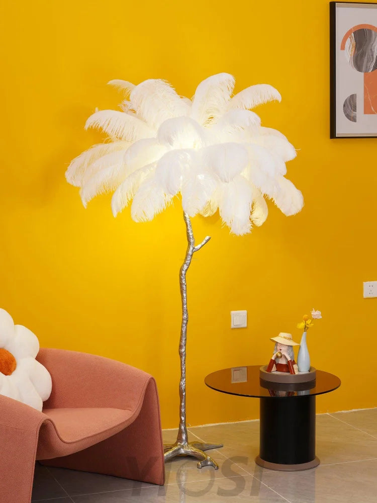 Ostrich Feather Floor Lamp - Feather-1-Yiosilamp