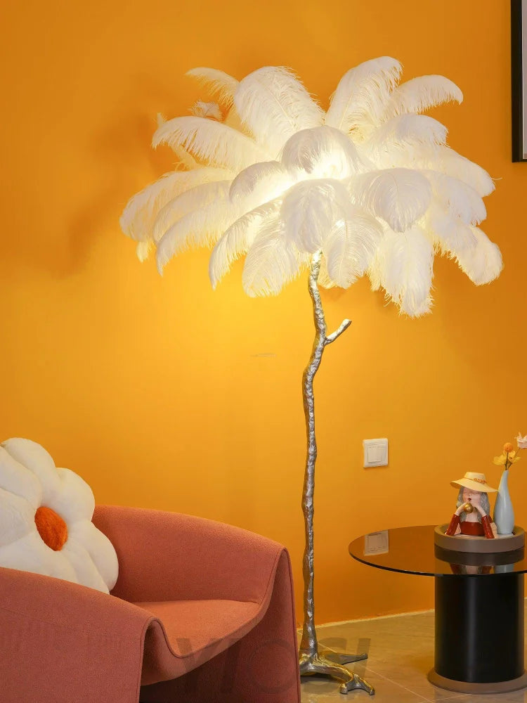 Ostrich Feather Floor Lamp - Feather-1-Yiosilamp