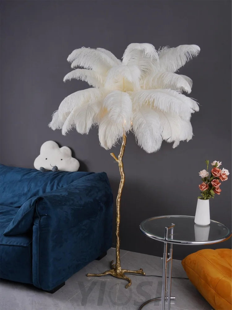 Ostrich Feather Floor Lamp - Feather-1-Yiosilamp