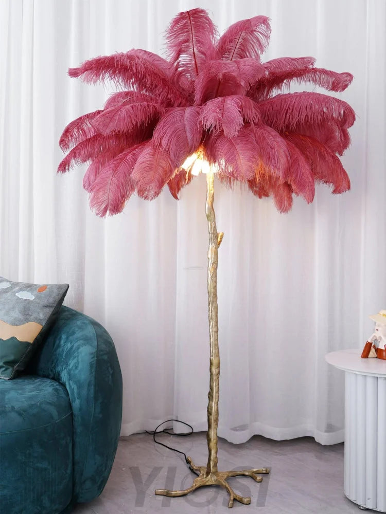 Ostrich Feather Floor Lamp - Feather-1-Yiosilamp