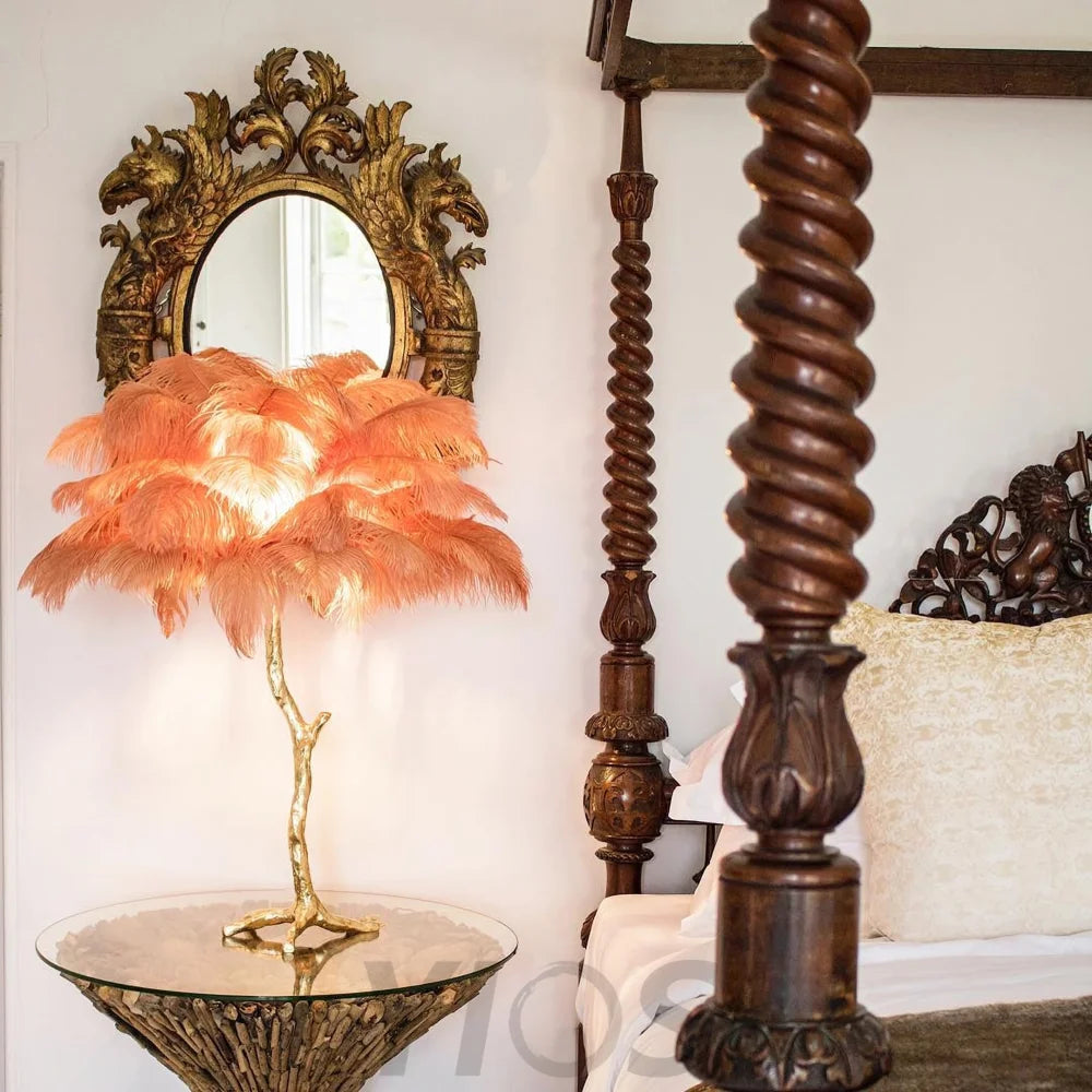 Ostrich Feather Table Lamp Lamp