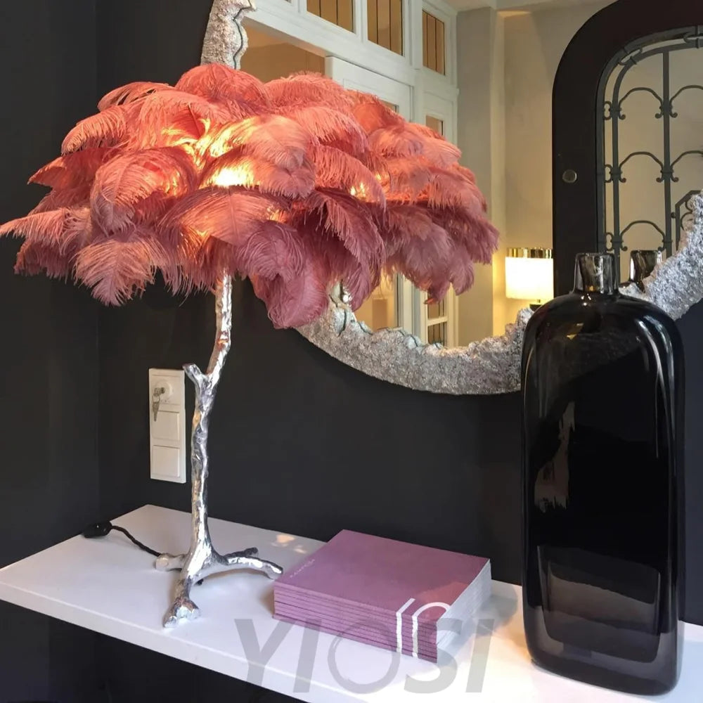 Ostrich Feather Table Lamp Lamp