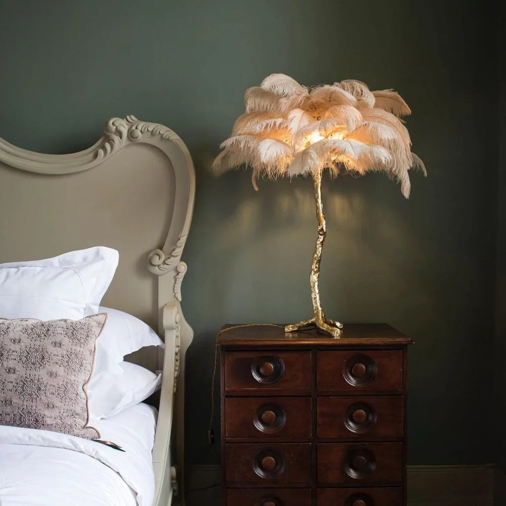 Ostrich Feather Table Lamp Lamp