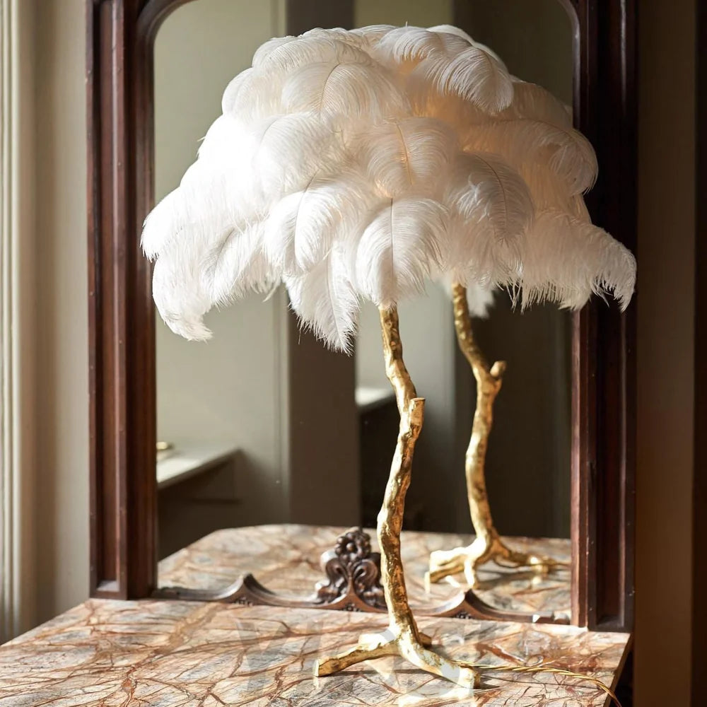 Ostrich Feather Table Lamp Lamp