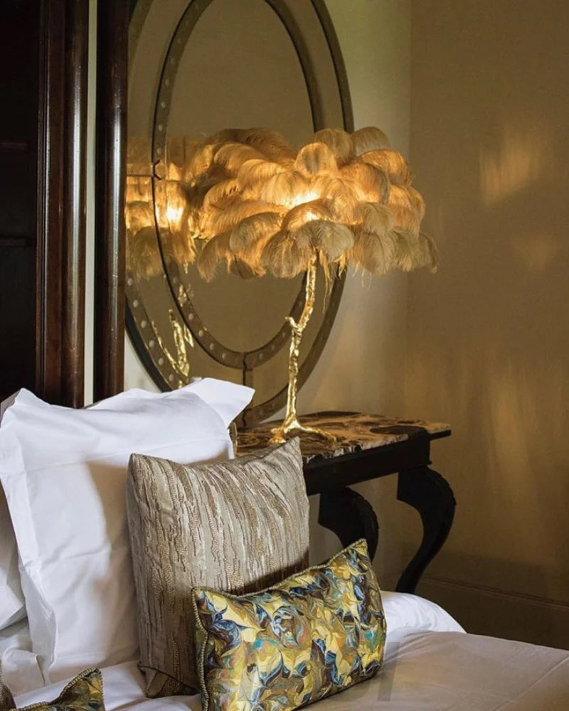 Ostrich Feather Table Lamp Lamp