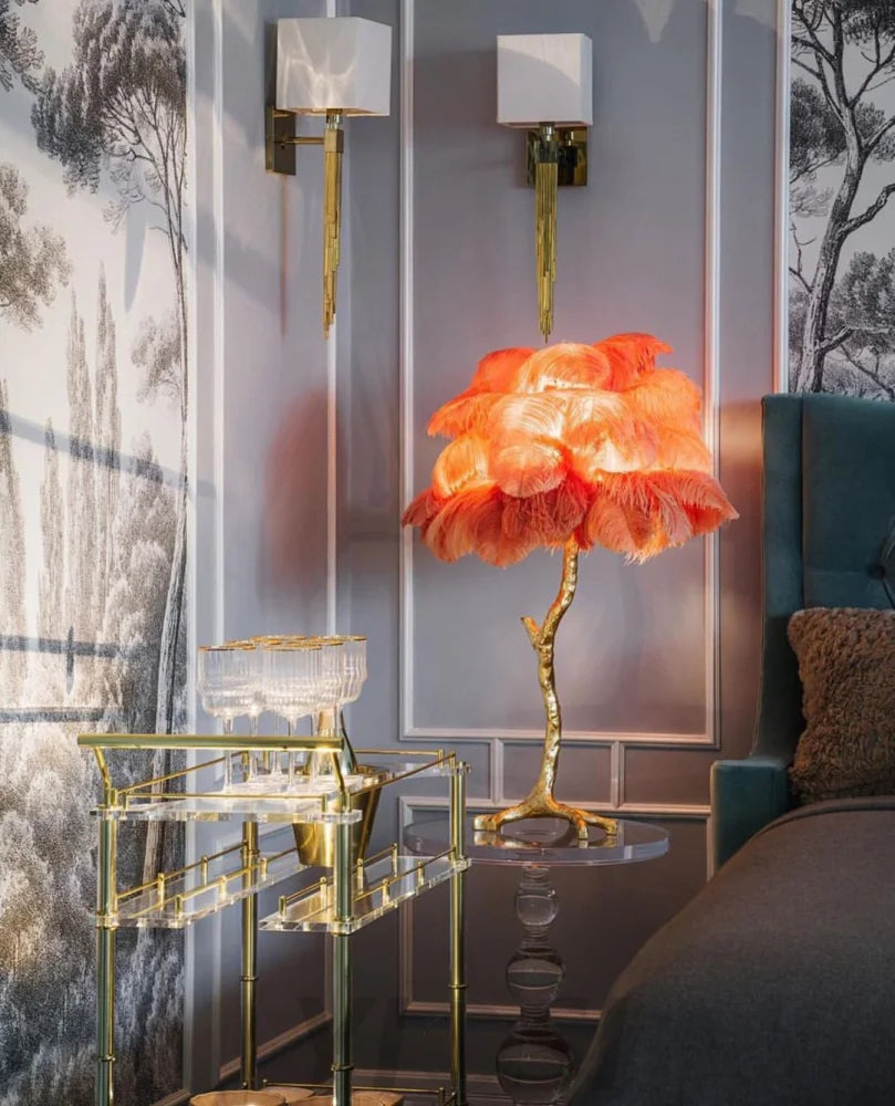 Ostrich Feather Table Lamp Lamp