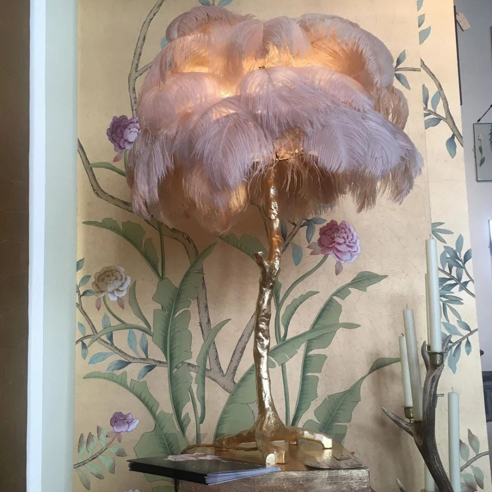 Ostrich Feather Table Lamp Lamp