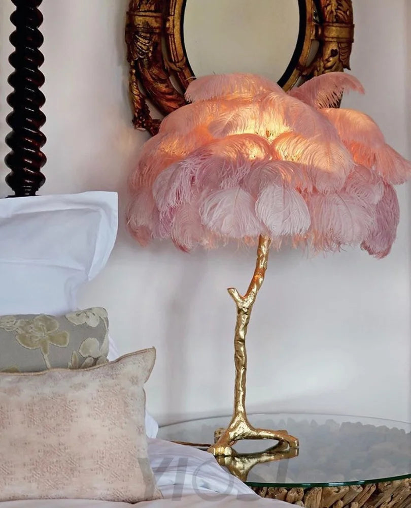 Ostrich Feather Table Lamp Lamp