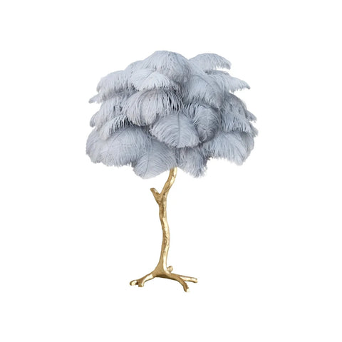 Ostrich Feather Table Lamp Dia 25.6″(65Cm) X H 27.6″(70Cm) / Polished Brass Cloud Lamp