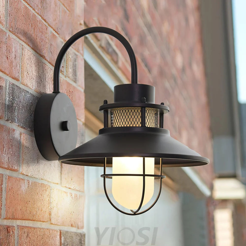 Felix Outdoor Wall Lamp – Black Frosted Glass, IP65 Waterproof, Style
