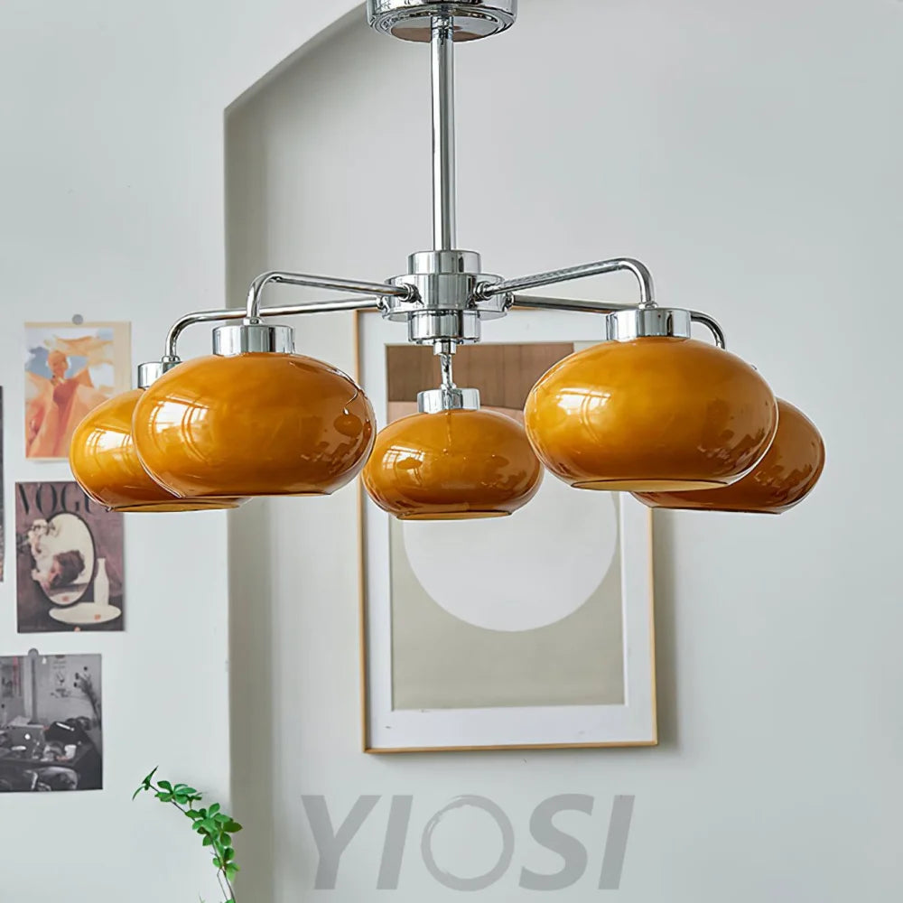 Oval Persimmon Chandelier ∅ 21.7″ - Glass Chandelier, Persimmon-1-Yiosilamp