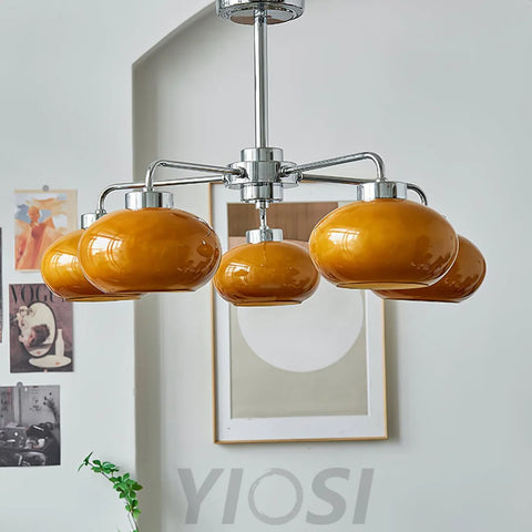 Oval Persimmon Chandelier ∅ 21.7″ - Glass Chandelier, Persimmon-1-Yiosilamp