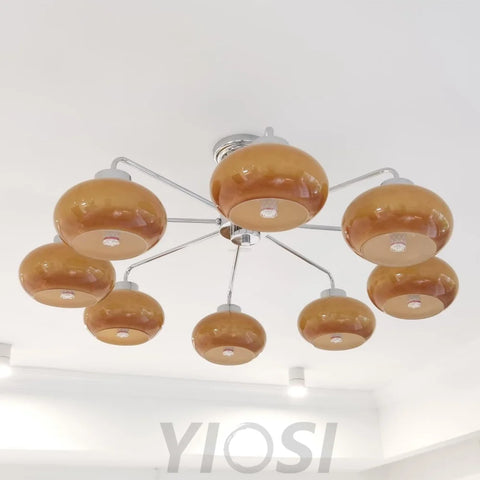 Oval Persimmon Chandelier ∅ 21.7″ - Glass Chandelier, Persimmon-1-Yiosilamp