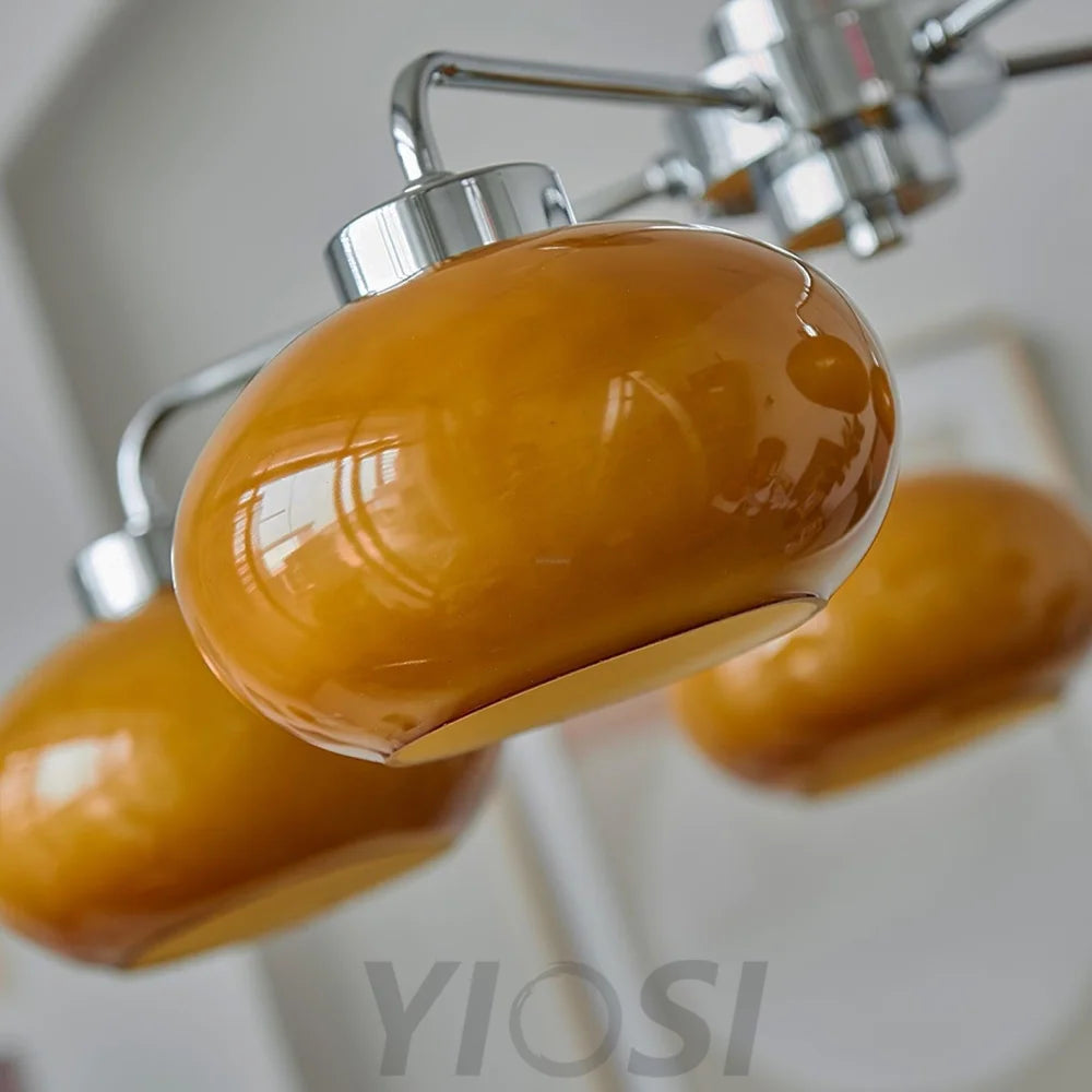 Oval Persimmon Chandelier ∅ 21.7″ - Glass Chandelier, Persimmon-1-Yiosilamp