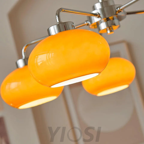 Oval Persimmon Chandelier ∅ 21.7″ - Glass Chandelier, Persimmon-1-Yiosilamp