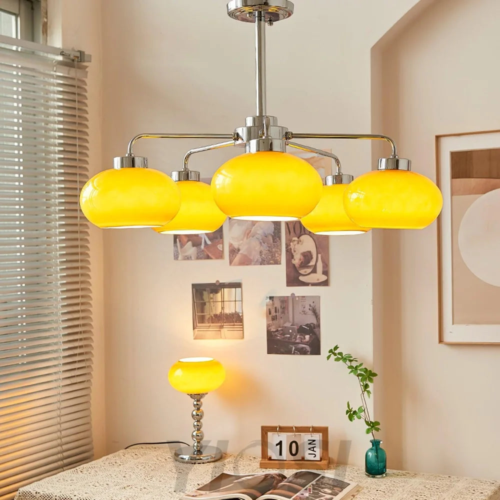Oval Persimmon Chandelier ∅ 21.7″ - Glass Chandelier, Persimmon-1-Yiosilamp