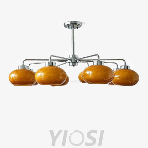 Oval Persimmon Chandelier ∅ 21.7″ - Glass Chandelier, Persimmon-1-Yiosilamp