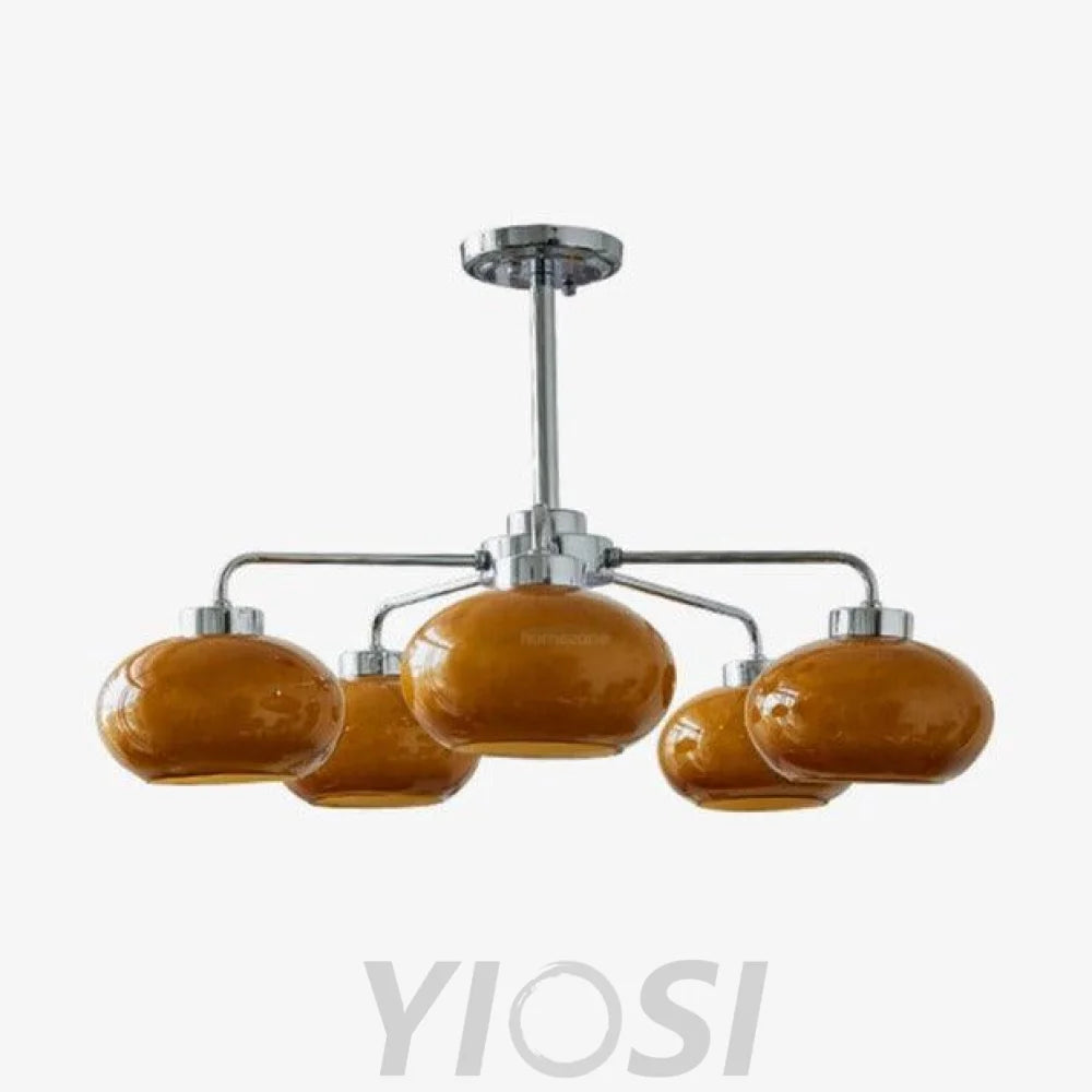 Oval Persimmon Chandelier ∅ 21.7″ - Glass Chandelier, Persimmon-1-Yiosilamp