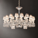 Ovela White Pleated Crystal 24-Light Chandelier 51.2" on a dark olive wall