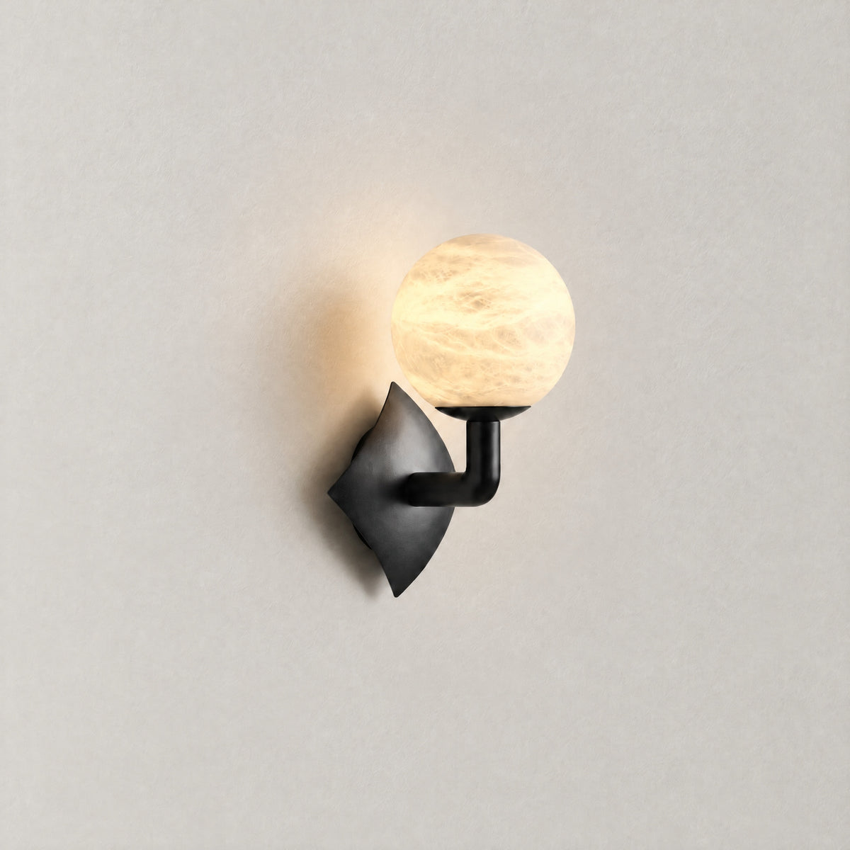 Sculpted Form Orb & Leaf Alabaster Wall Sconce