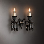 Palvera Black Prism Crystal 2-Light Wall Sconce 16.5" on a dark olive wall