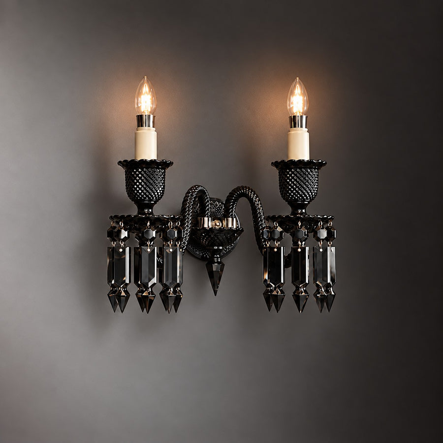 Palvera Black Prism Crystal 2-Light Wall Sconce 16.5"