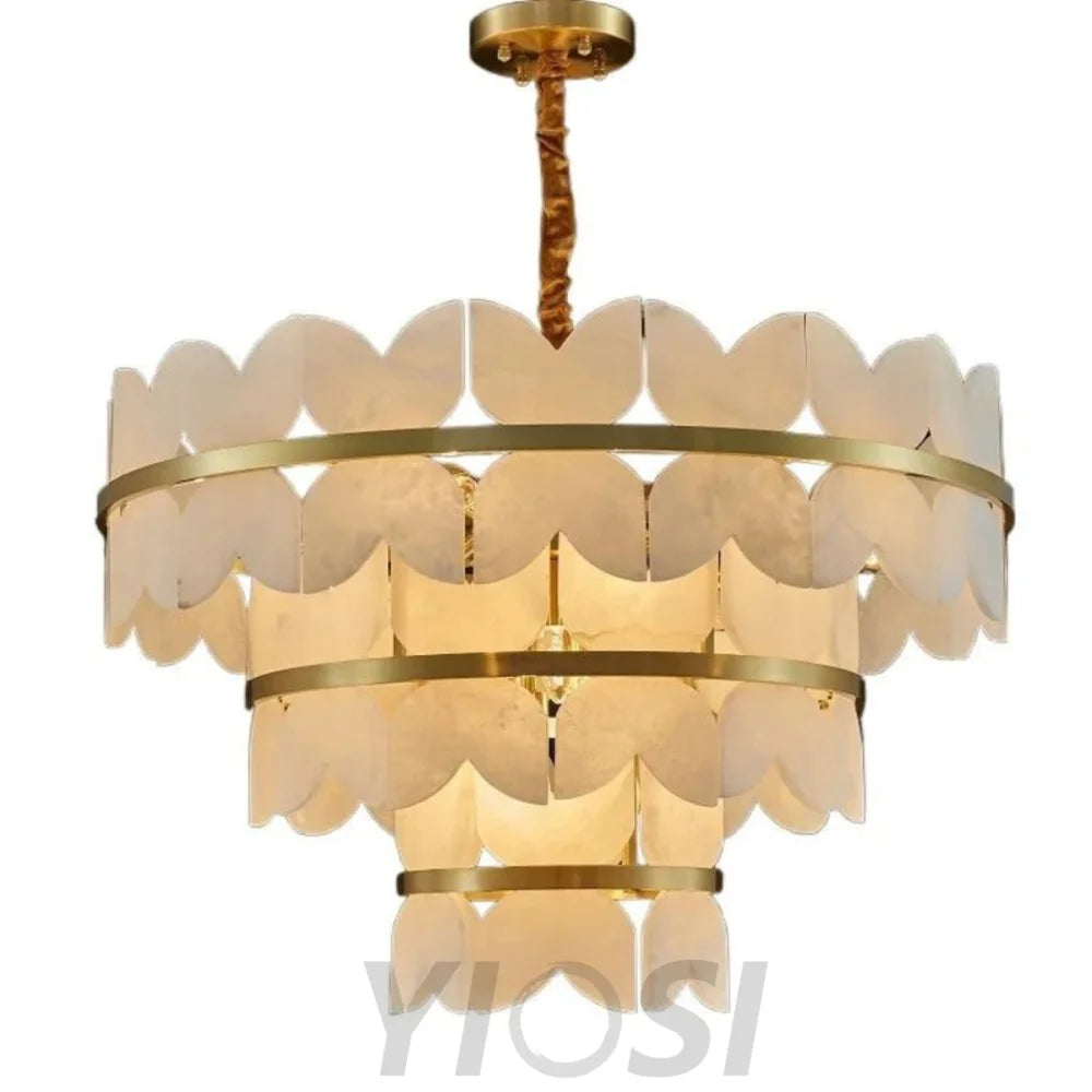 Patanga Modern Alabaster Round Chandelier For Living Room Chandeliers For Dining Room Stairways