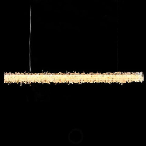 Patton Modern Rock Crystal Linear Chandelier Island