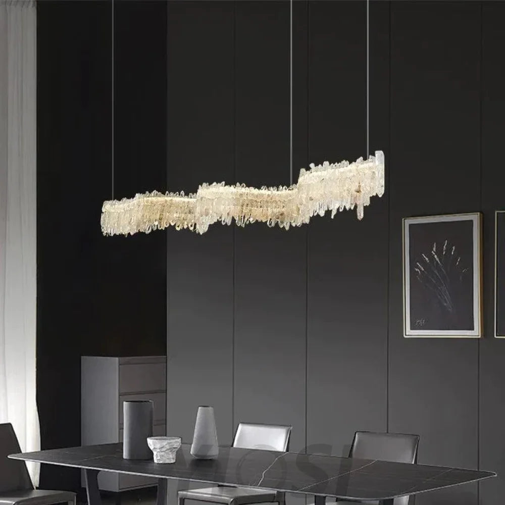 Patton Modern Rock Crystal Linear Chandelier Island