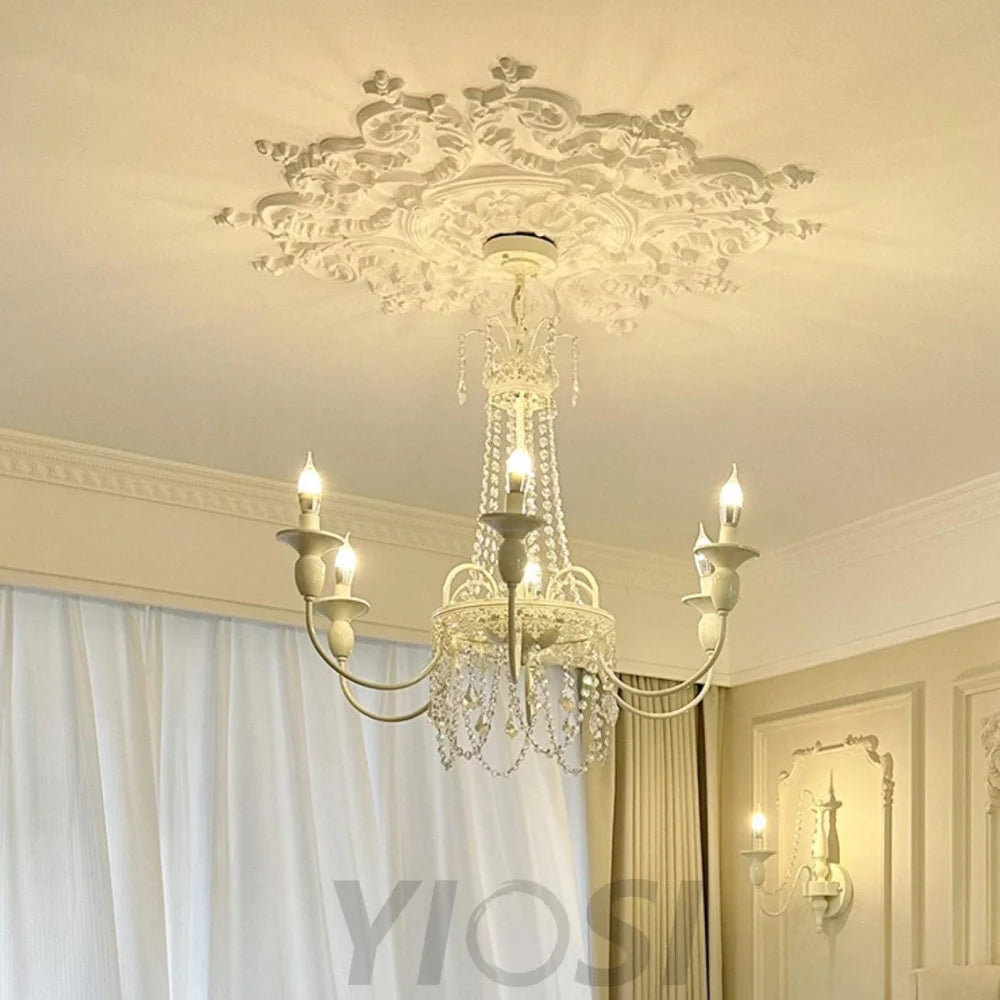 Pavia Chandelier ∅ 19.7″ - White & Clear-1-Yiosilamp