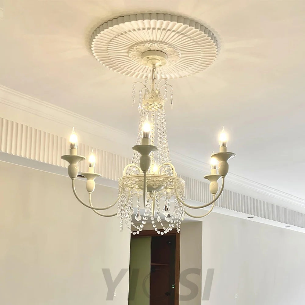 Pavia Chandelier ∅ 19.7″ - White & Clear-1-Yiosilamp