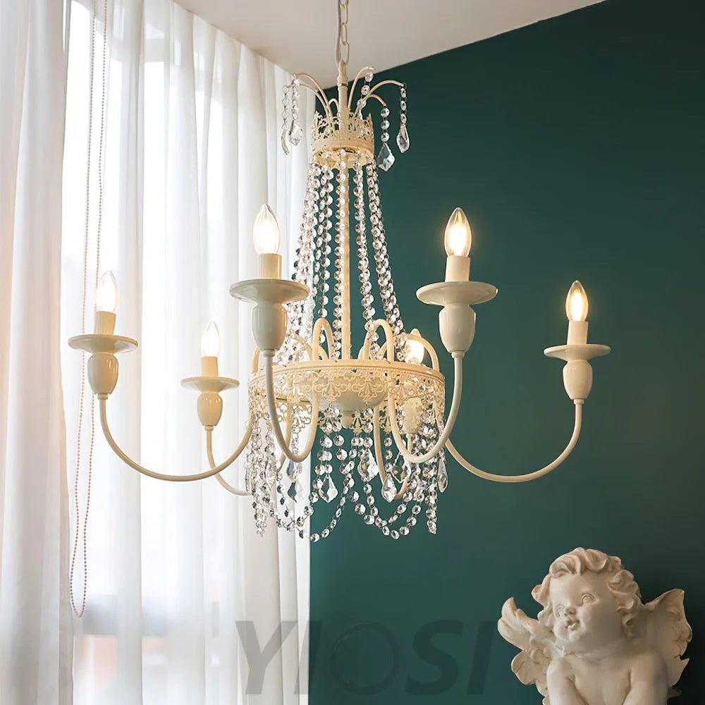 Pavia Chandelier ∅ 19.7″ - White & Clear-1-Yiosilamp