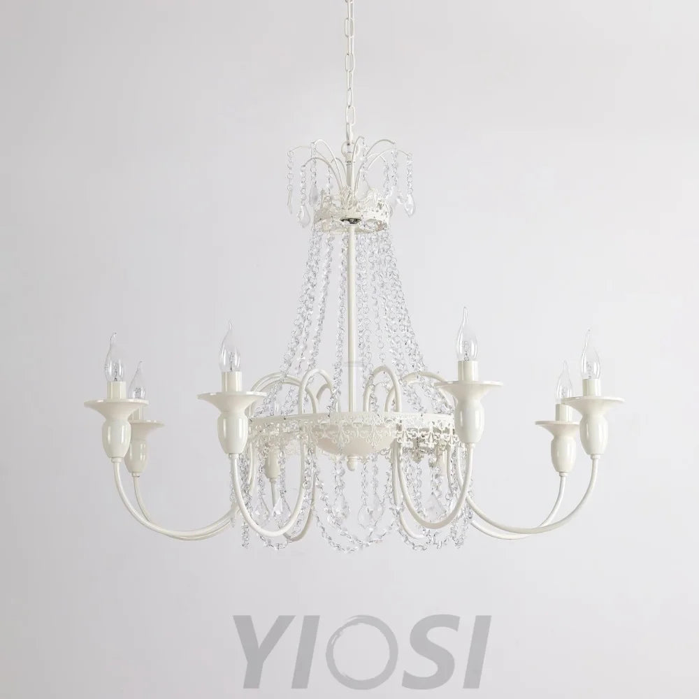 Pavia Chandelier ∅ 19.7″ - White & Clear-1-Yiosilamp