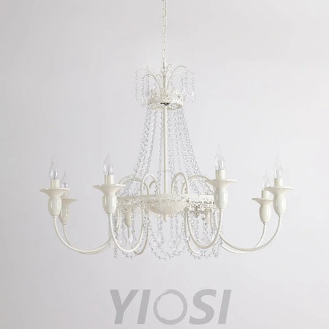 Pavia Chandelier ∅ 19.7″ - White & Clear-1-Yiosilamp